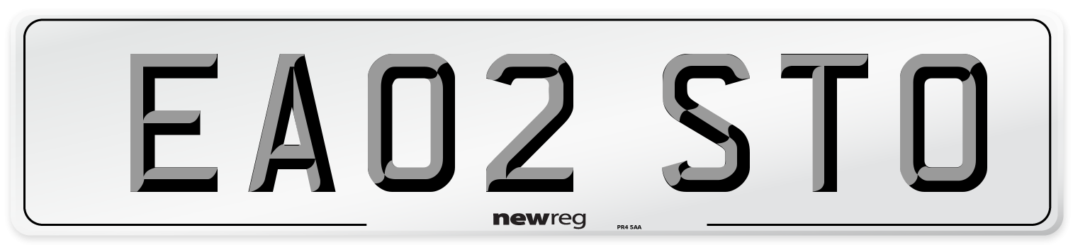 EA02 STO Number Plate from New Reg